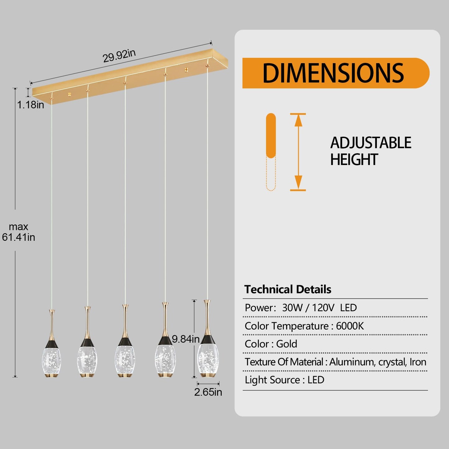 Moderne Pendelleuchte in Schwarzgold, dimmbare LED-Deckenleuchte, Mini-Pendelleuchte in Tropfenform aus Kristall für Kücheninsel, Schlafzimmer, Flur, Eingangsbereich (3er-Pack) 