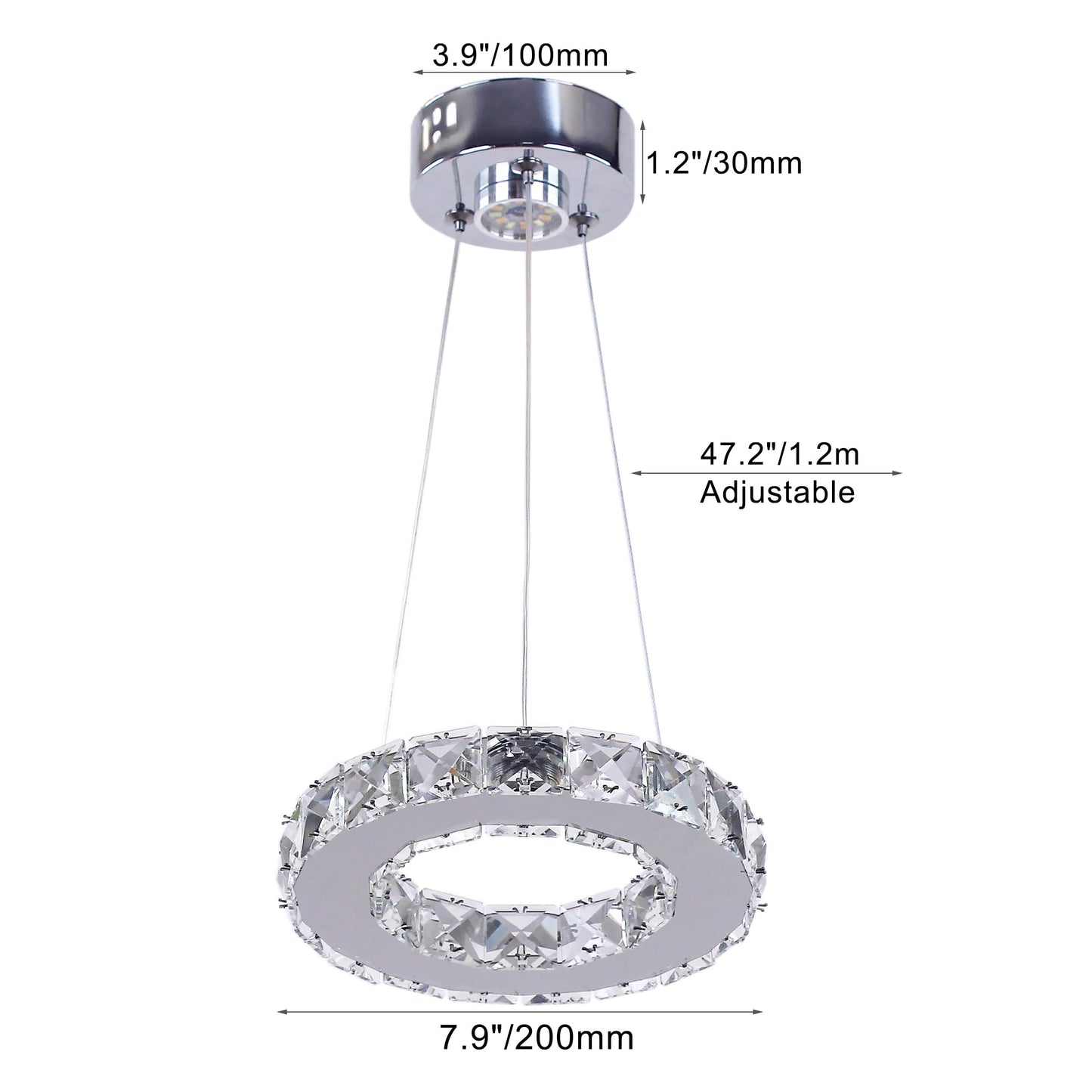 Modern Crystal Chandeliers LED Pendant Lighting Round Ring Flush Mount Ceiling Light Fixture Mini Chandelier for Dining Room Kitchen Island Hallway (3 Color)