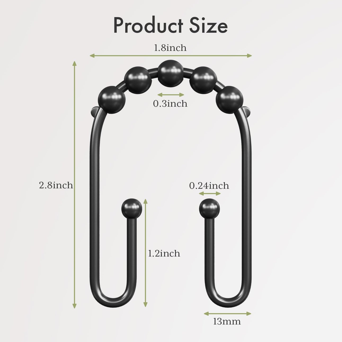 AmazerBath Shower Curtain Hooks, Metal Shower Curtain Rings Rust Proof, Double Sided Shower Curtain Hooks for Shower Curtain Liner Smooth Brushed Nickel Shower Hook Rings for Bathroom, Set of 12