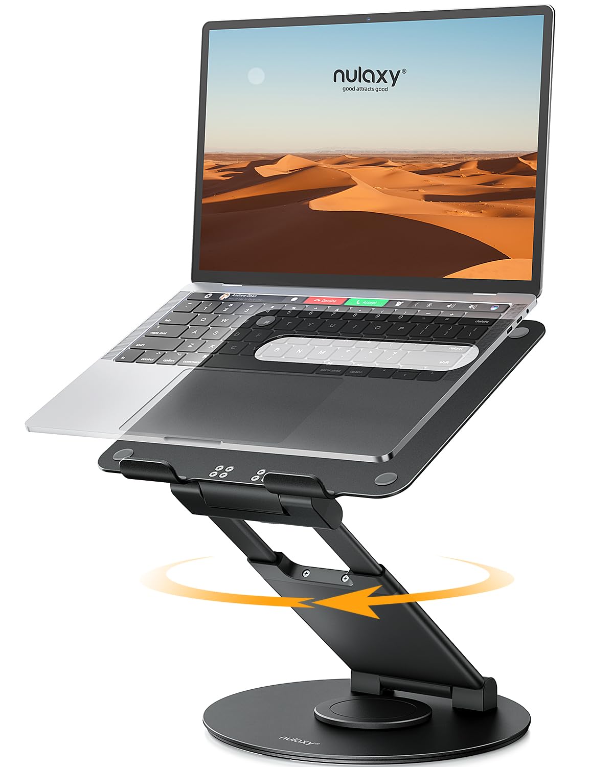 Nulaxy Teleskop-Laptopständer für den Schreibtisch, um 360 Grad drehbar, höhenverstellbar, schwenkbar, ausziehbares Design, ergonomischer Laptop-Riser, passend für alle 10-17 Zoll Laptops, Computer, MacBook, grau