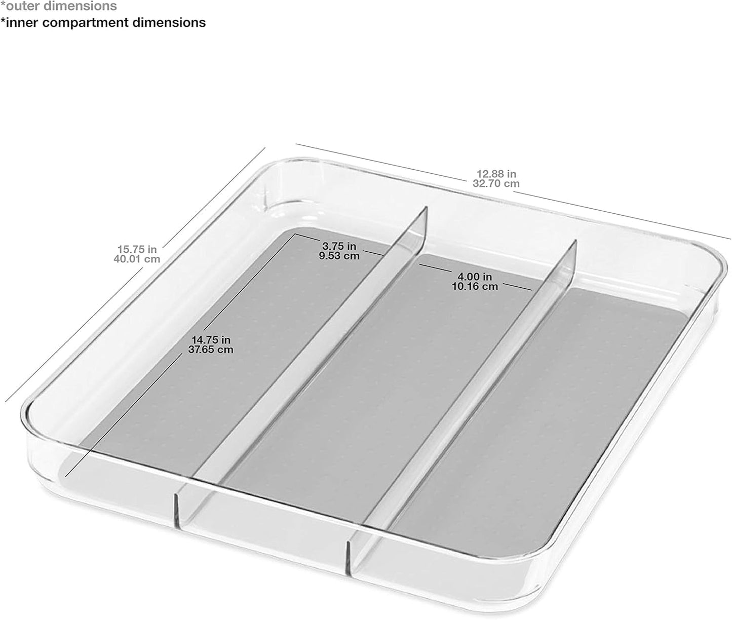 madesmart Classic Large Utensil Tray Soft Grip, Non-Slip Kitchen Drawer, Multi-Purpose Home Organization, BPA Free, Granite