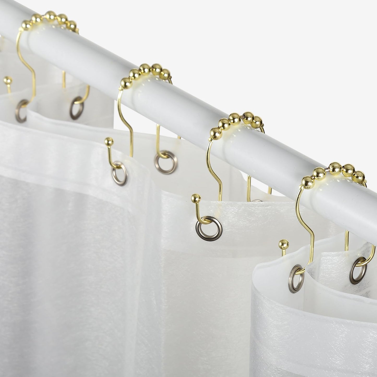 Goowin Shower Curtain Hooks, 12 Pcs Shower Curtain Rings, Stainless Steel Bronze Shower Curtain Hooks Rings Rust Proof, Balance Sliding Anti-Drop Double Shower Hooks for Shower Curtain Rod (Bronze)