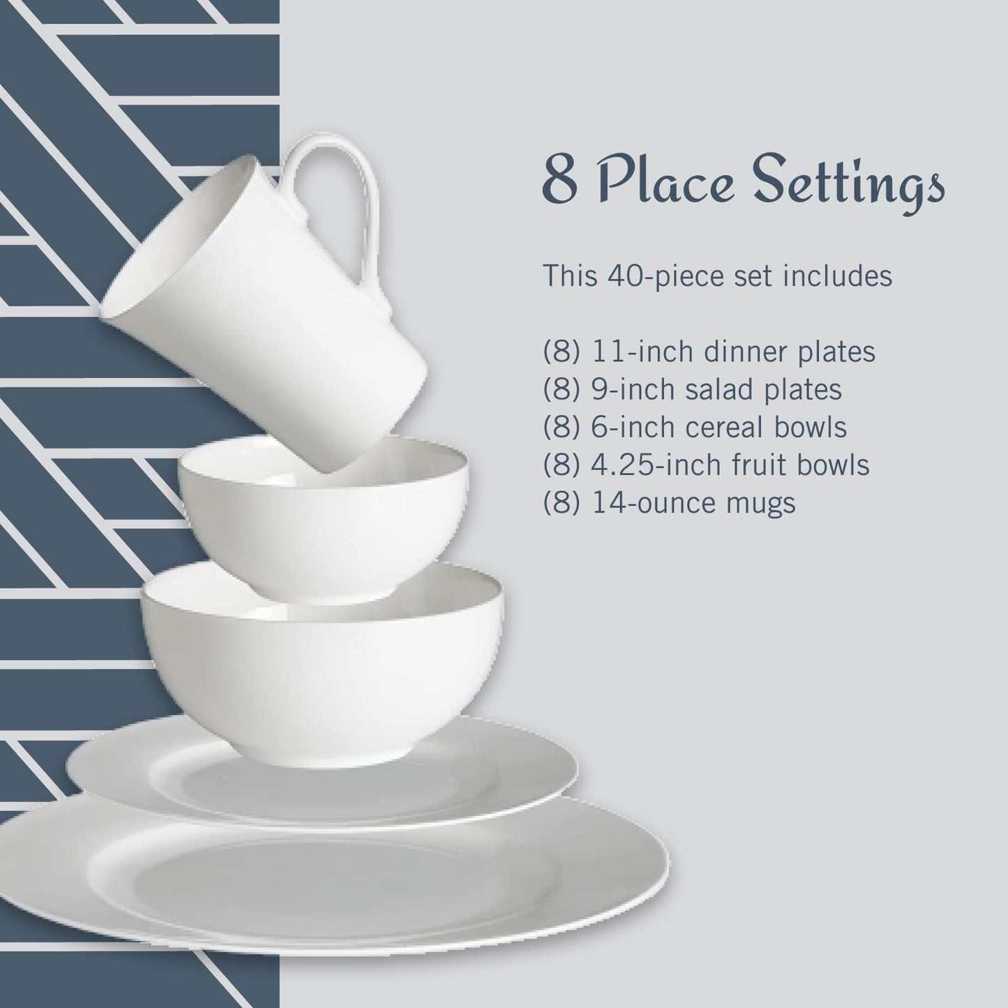 Mikasa Delray 16-Piece Bone China Dinnerware Set, Service for 4