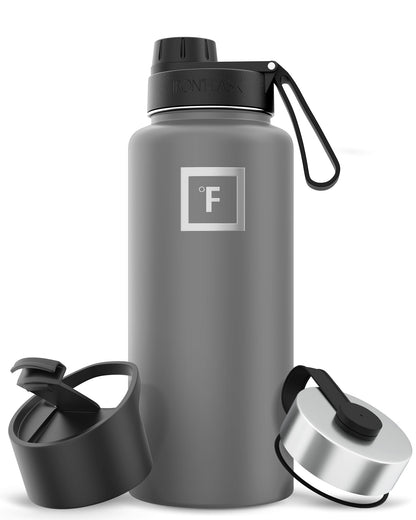 IRON °FLASK 32 oz Stainless Steel Water Bottle – Vacuum Insulated, Leak-Proof, BPA-Free, with 3 Lids (Straw Included)