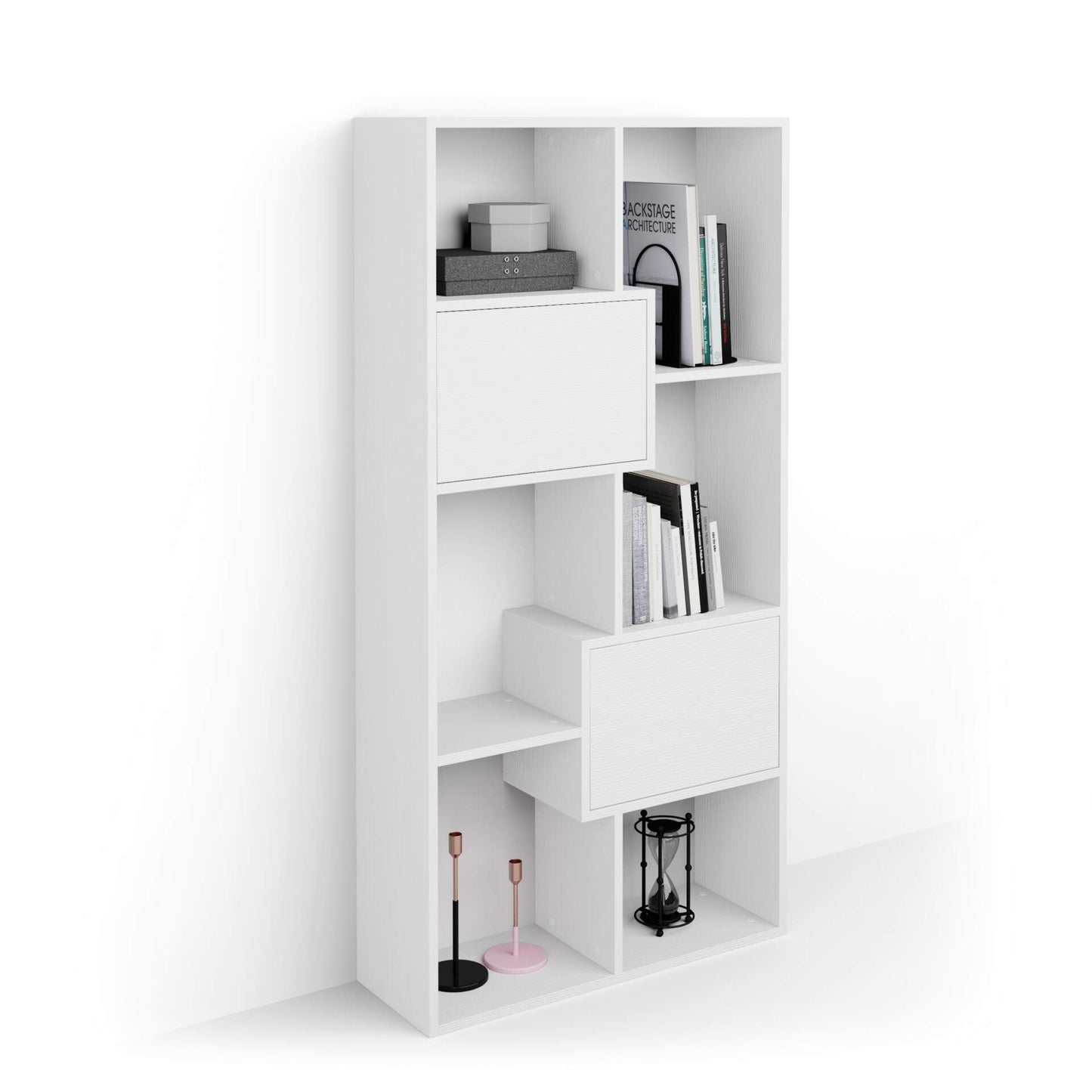 Mobili Fiver, Iacopo XS Bücherregal (63,31 x 31,5 Zoll), rustikale Eiche, Aufbewahrungsbücherregal, modernes Bücherregal für Wohnzimmer, Büro, italienische Möbel 