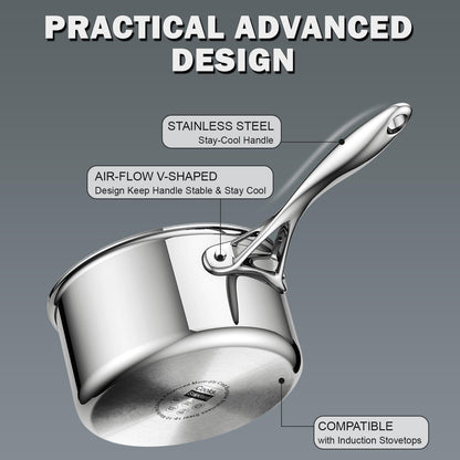 Cooks Standard 10-Piece Stainless Steel Cookware Set – Multi-Ply Clad Pots & Pans with Stay-Cool Handles