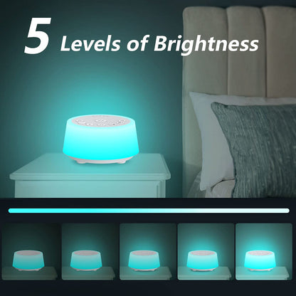 White Noise Machine – 25 Soothing Sounds, Color Night Light, Timers
