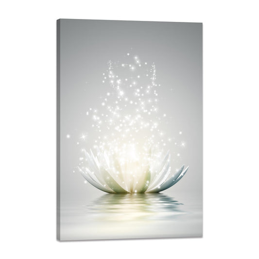 Impressions sur toile Art Lotus Floral Pictures Art mural pour décoration de bureau zen Affiche de méditation Peinture d'art moderne encadrée prête à accrocher (12x16 pouces) 