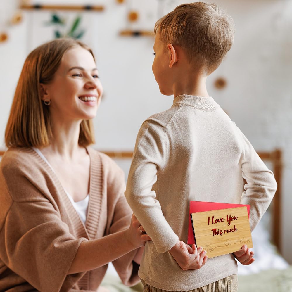 Wooden Valentines Day Card for Her Him, Romantic Wood Happy Valentines Day Gifts for Husband Wife Girlfriend Boyfriend, Wooden Valentine Greeting Card