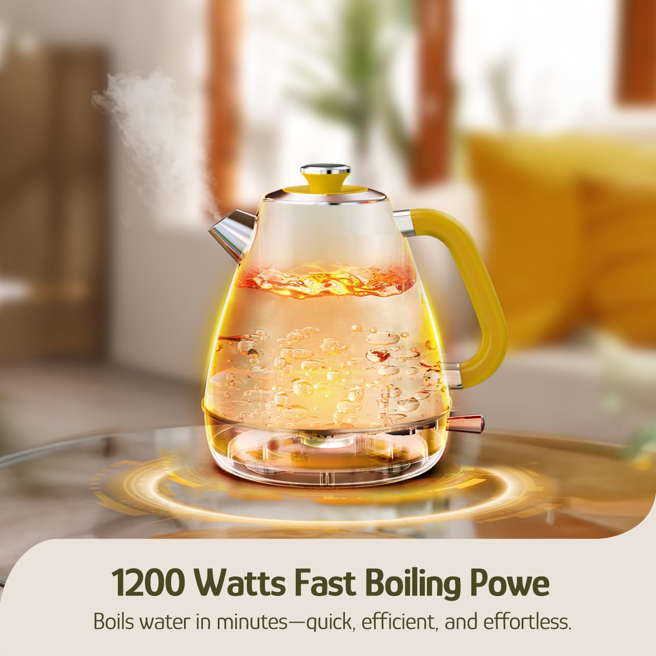 Hazel Quinn Retro Electric Kettle - 1.7 Liters / 57.5 Ounces Tea Kettle with Thermometer, All Stainless Steel, 1200 Watts Fast Boiling, BPA-free, Cordless, Automatic Shut Off.