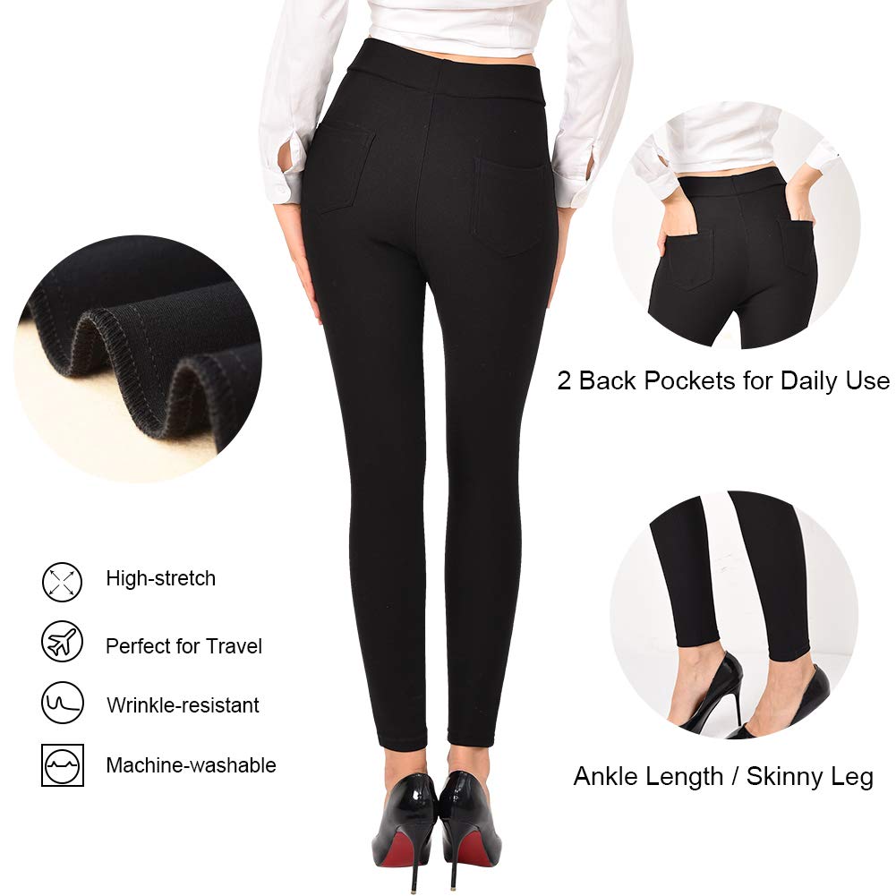 Ginasy Dress Pants for Women Business Casual Stretch Pull On Work Office Dressy Leggings Skinny Trousers with Pockets