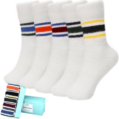 5 Pairs Fuzzy Soft Cozy Comfortable Socks for Women, Casual Sleep Comfy Socks, Perfect Warm Winter Gifts for Women