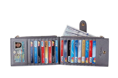 Travelambo RFID Wallet Women Large Size Bifold Multi Card Wallet Case with Zipper Pocke Credit Card Holder for Women