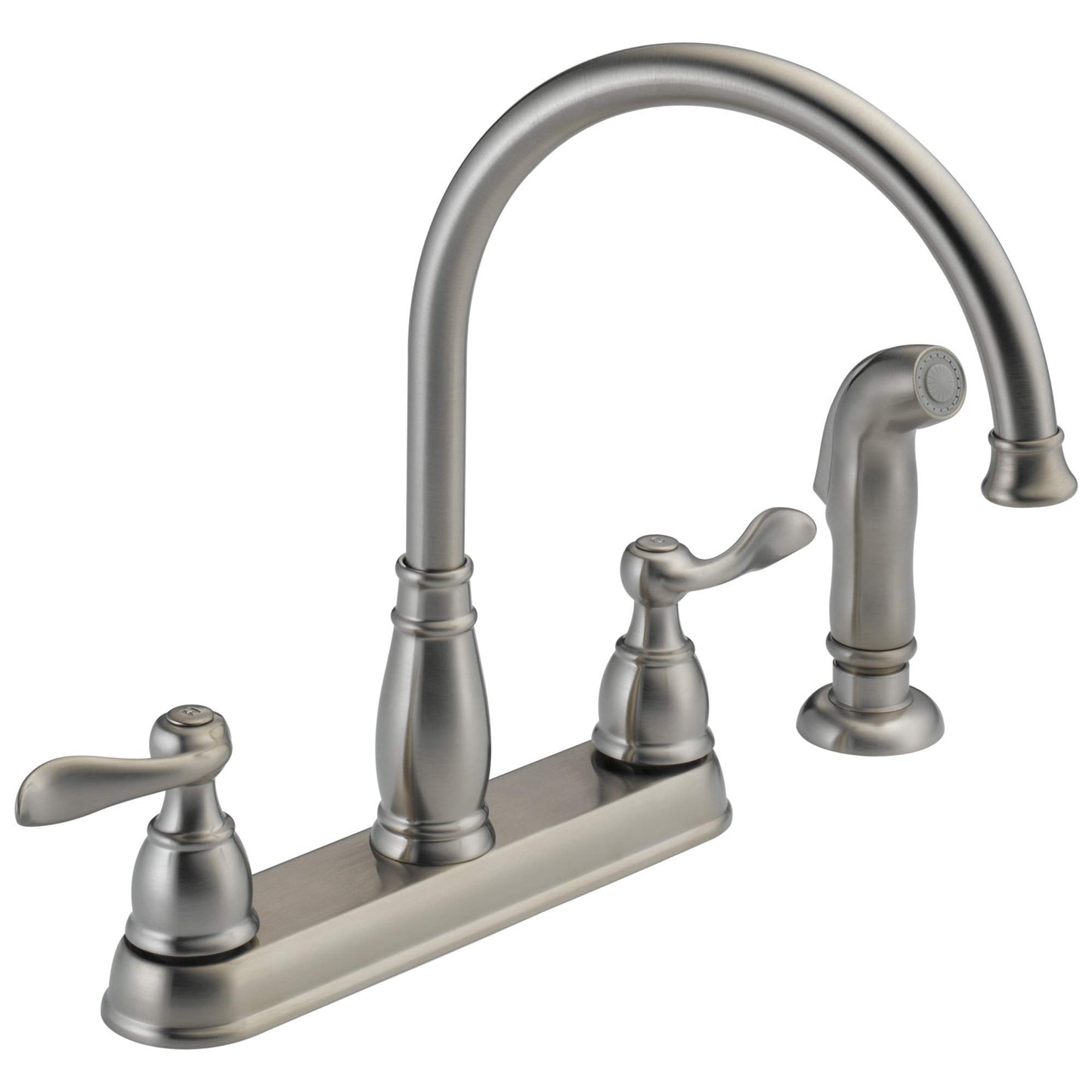 Windemere Chrome Kitchen Faucet with Side Sprayer, Traditional 4 Hole Kitchen Sink Faucet, Two-Handle, 21996LF