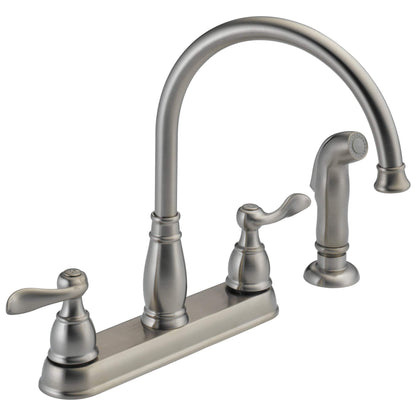 Windemere Chrome Kitchen Faucet with Side Sprayer, Traditional 4 Hole Kitchen Sink Faucet, Two-Handle, 21996LF