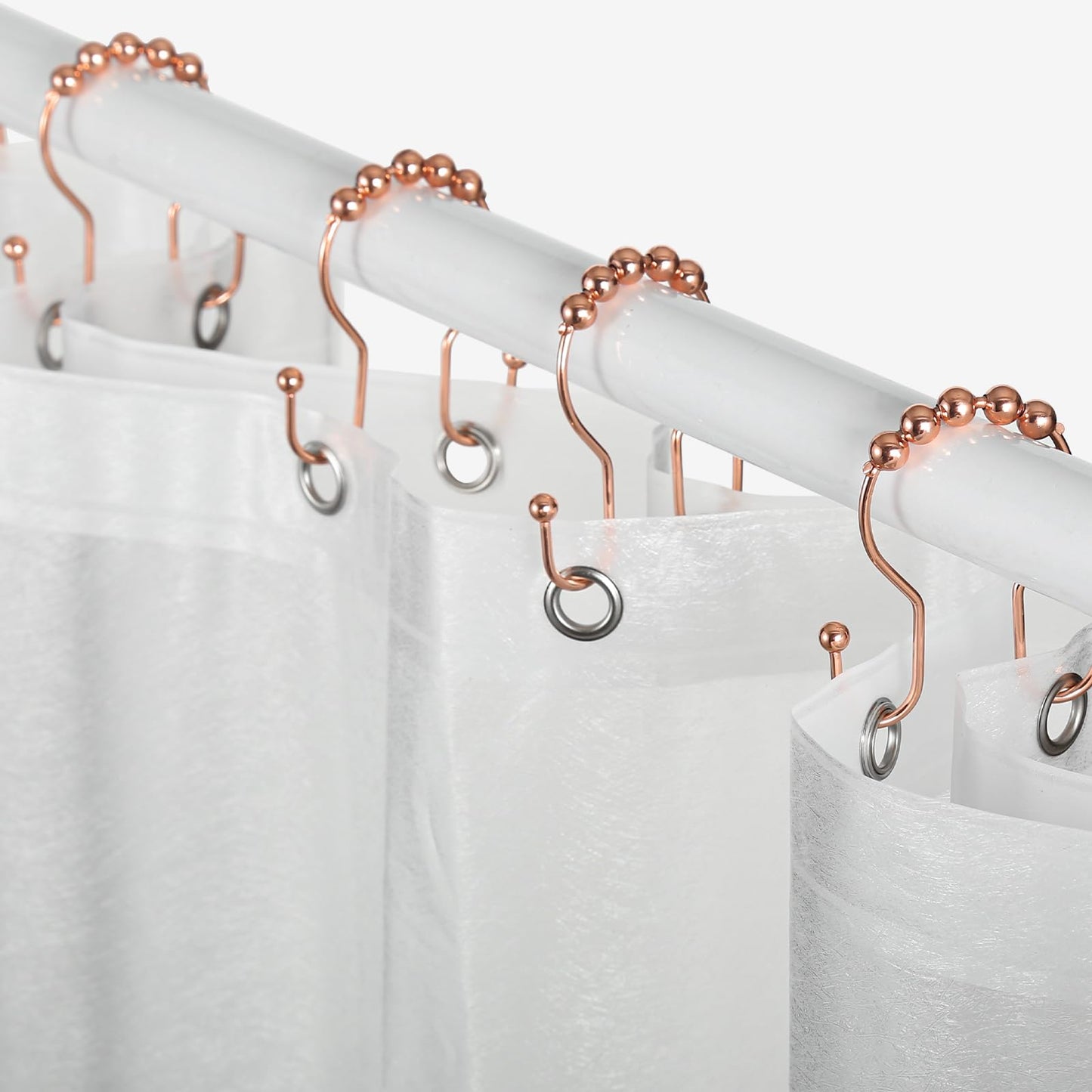 Goowin Shower Curtain Hooks, 12 Pcs Shower Curtain Rings, Stainless Steel Bronze Shower Curtain Hooks Rings Rust Proof, Balance Sliding Anti-Drop Double Shower Hooks for Shower Curtain Rod (Bronze)