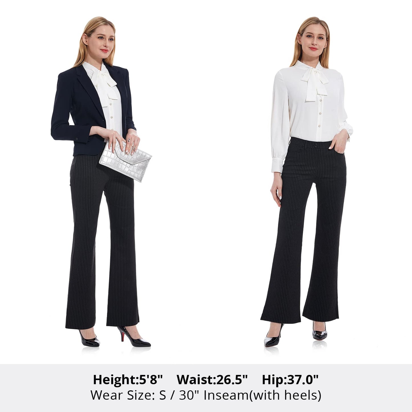 Pantalon extensible pour femme Tapata 28''/30''/32''/34'' avec poches, taille haute, petite, taille standard pour le travail au bureau 