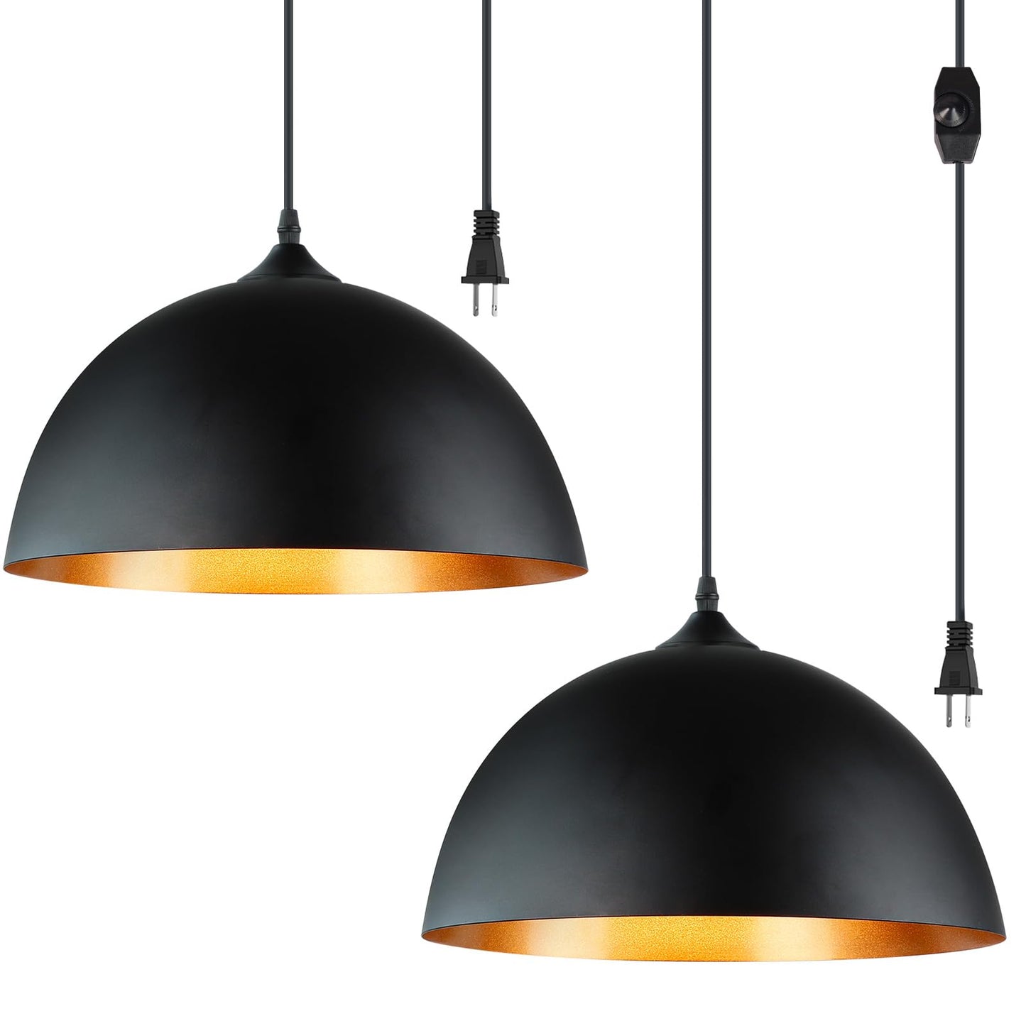 DLLT Goldene Pendelleuchten, klassische Pendellampe, E26 industrielle Metall-Hänge-LED-Pendelleuchte für Küche, Schlafzimmer, Esszimmer, Flur, Loft, Restaurant, Bar, Eingangsbereich 