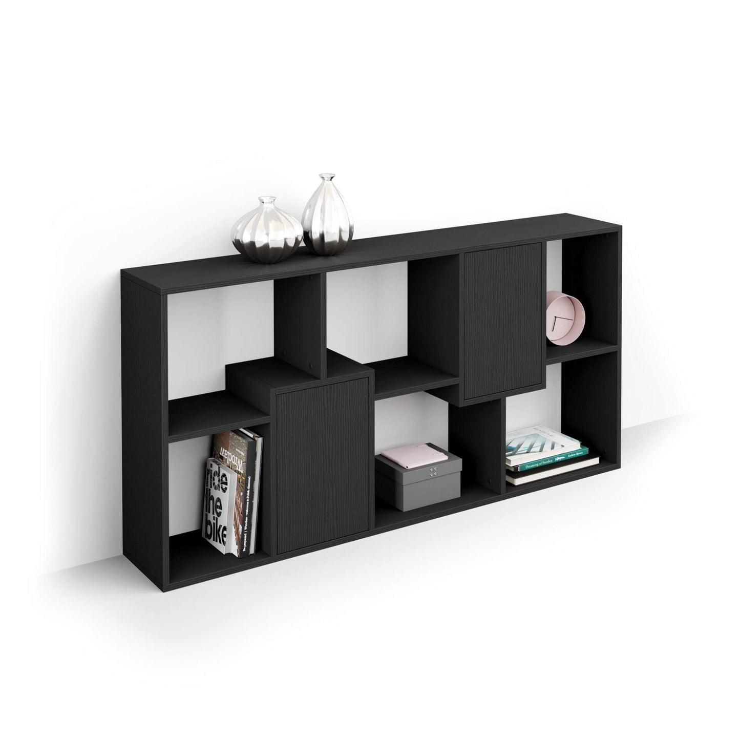 Mobili Fiver, Iacopo XS Bücherregal (63,31 x 31,5 Zoll), rustikale Eiche, Aufbewahrungsbücherregal, modernes Bücherregal für Wohnzimmer, Büro, italienische Möbel 