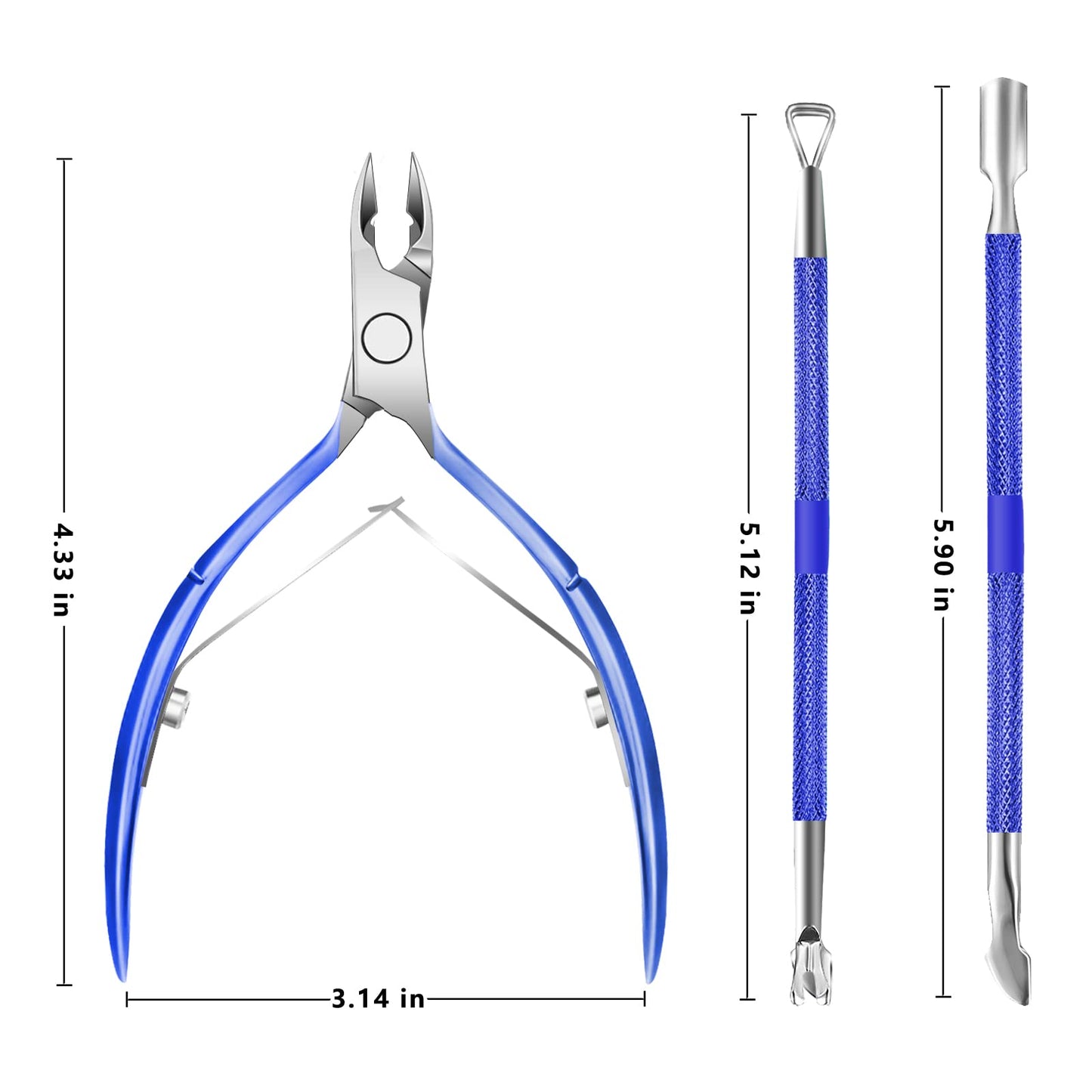 Coupe-cuticules, coupe-cuticules avec repousse-cuticules, XUNXMAS, outils de manucure et pédicure professionnels en acier inoxydable, coupe-ongles, ciseaux, coupe-ongles pour ongles des mains et des pieds, peaux mortes 