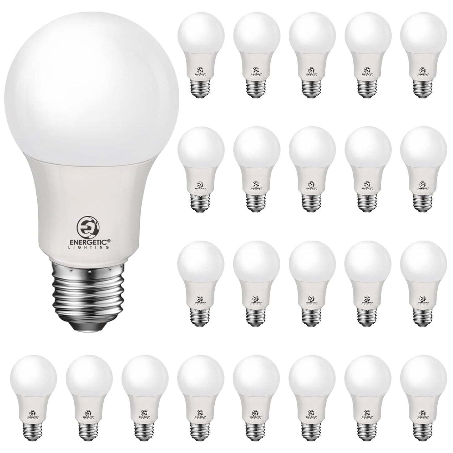 Energetic 24-Pack A19 LED Light Bulb, 60 Watt Equivalent, Daylight 5000K, E26 Medium Base, Non-Dimmable LED Light Bulb, UL Listed