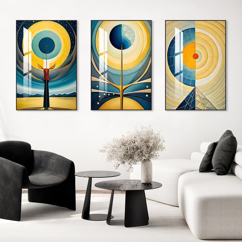 Gerahmtes Wandkunst-Set mit 3 hellen Postern und Drucken, moderne abstrakte ästhetische Bilder als Dekoration für Wohnzimmer, Schlafzimmer, Küche und Büro. Wandkunst-Dekor ist eine tolle Geschenkidee (16" x 24" x 3 Stück) 