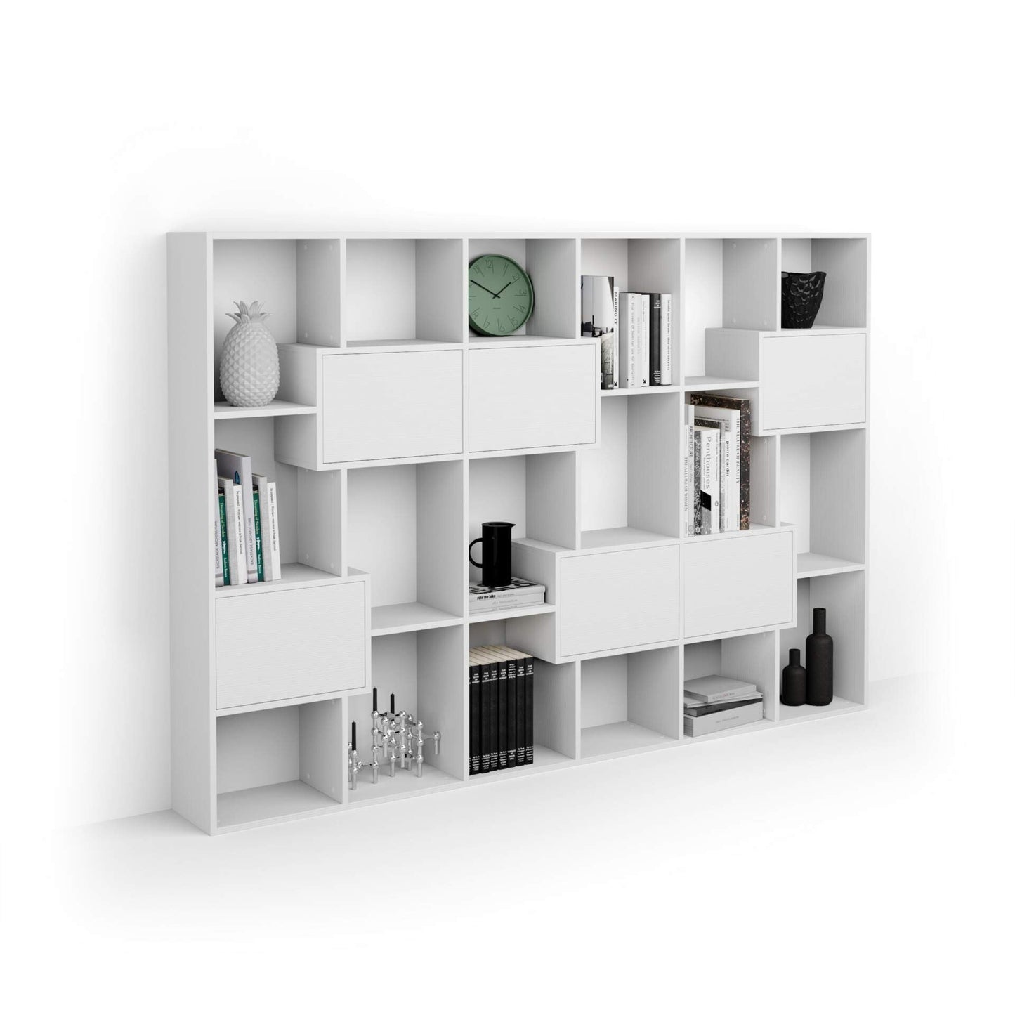 Mobili Fiver, Iacopo XS Bücherregal (63,31 x 31,5 Zoll), rustikale Eiche, Aufbewahrungsbücherregal, modernes Bücherregal für Wohnzimmer, Büro, italienische Möbel 