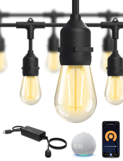 Smart Outdoor LED String Lights – App & Alexa Control, Waterproof