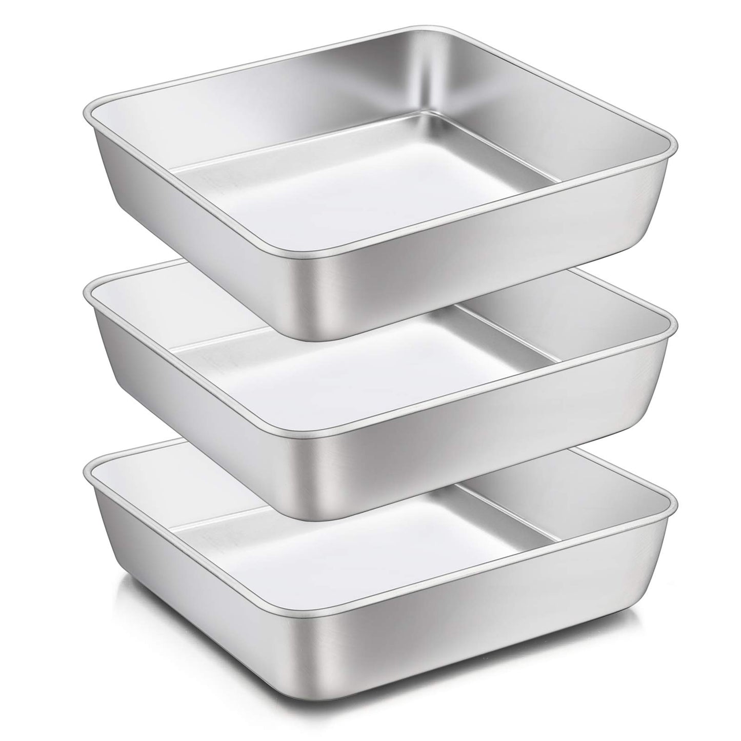 E-far Stainless Steel Baking Pan Set, 6-Piece Metal Bakeware Sets Include Cookie Sheet, Round Square Rectangle Cake Pans, Non-toxic & Dishwasher Safe