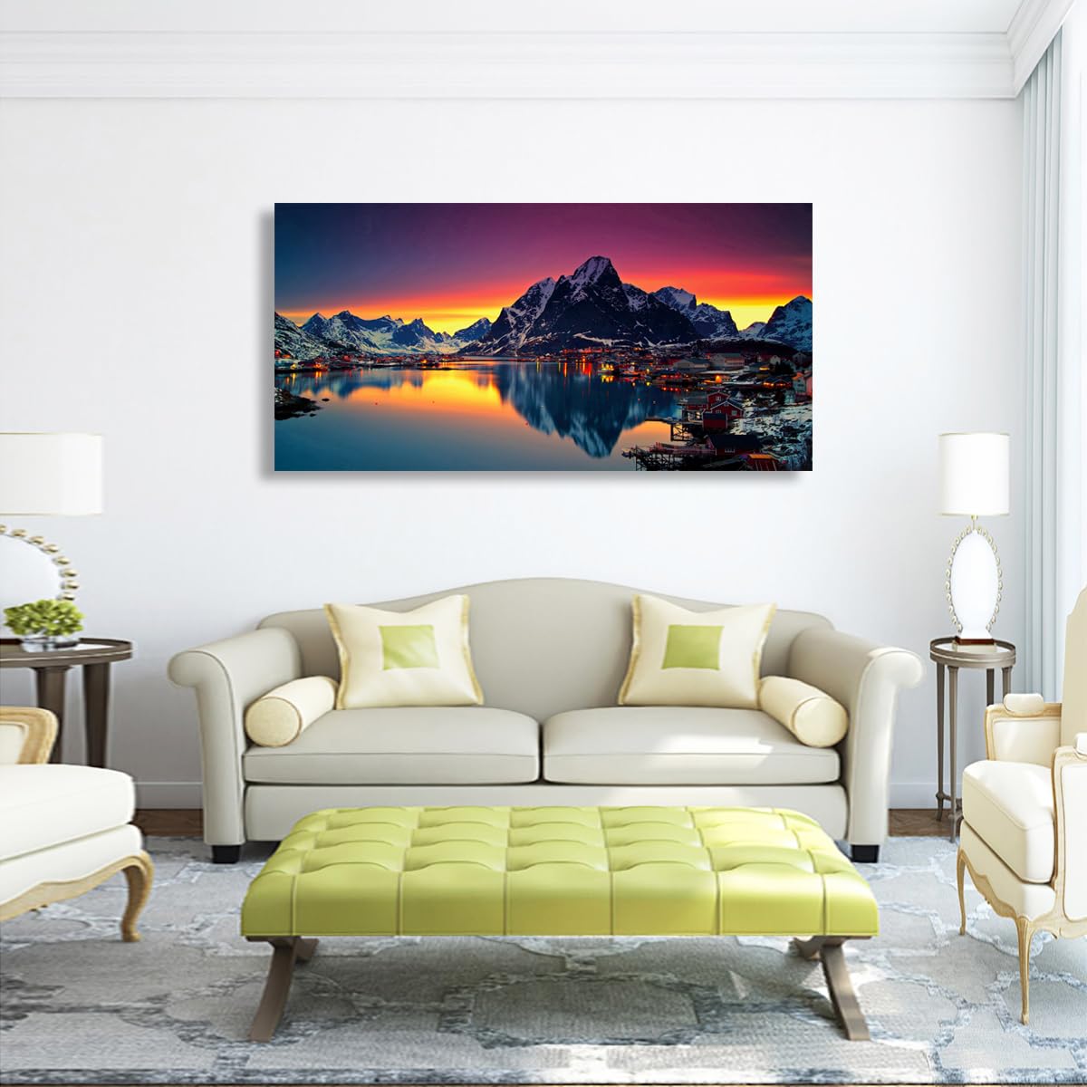 Golden Lotus Pictures Canvas Wall Art for Living room Office Bedroom Wall Decor,Flowers Wall Art Print Paintings Modern Abstract Oil Painting Artwork Waterproof Ready to Hang-20x40inch