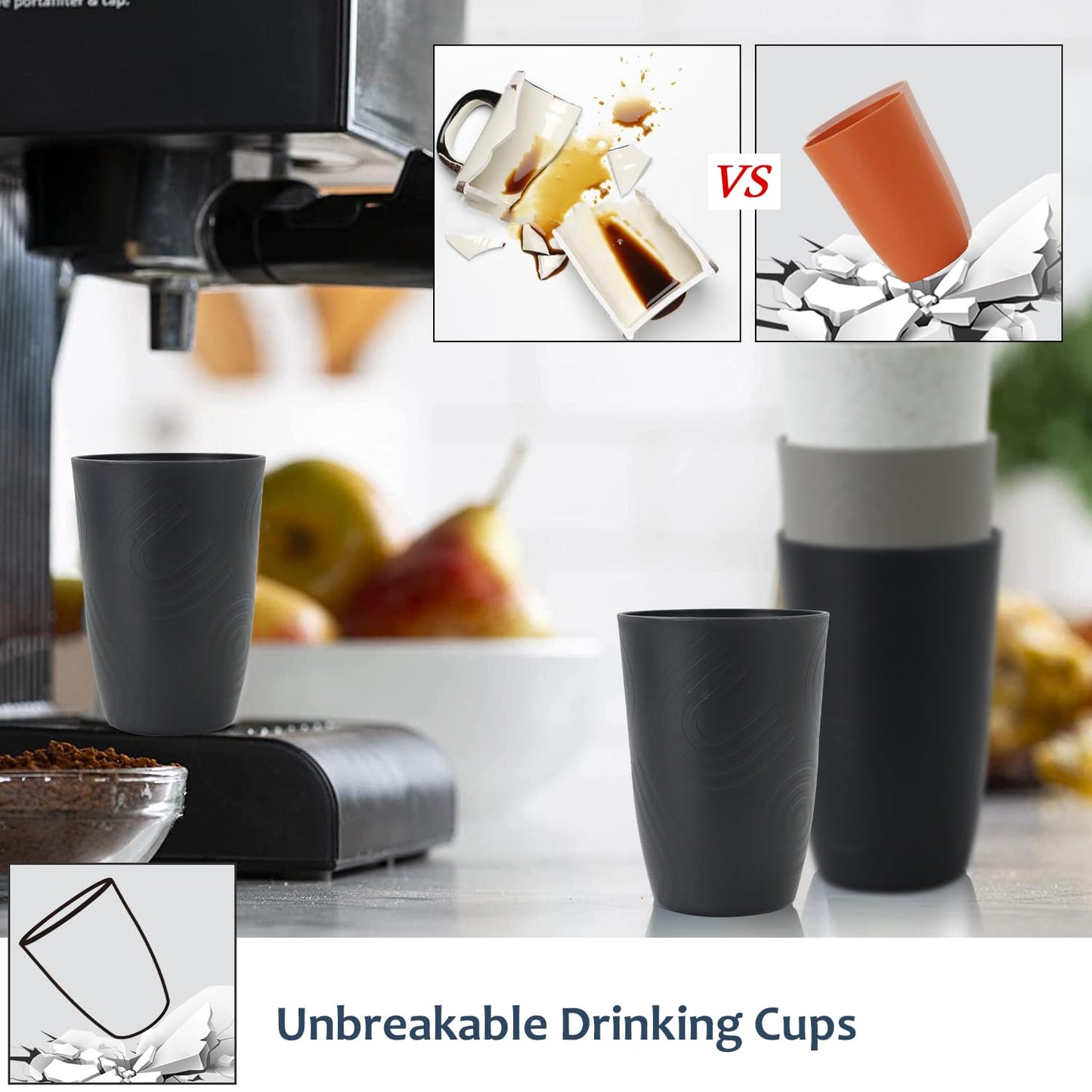 Homienly Wheat Straw Cups Plastic Cups Unbreakable Drinking Cup Reusable Dishwasher Safe Water Glasses Plastic Stackable Water Tumblers in Multi color(20 OZ 8 PCS)