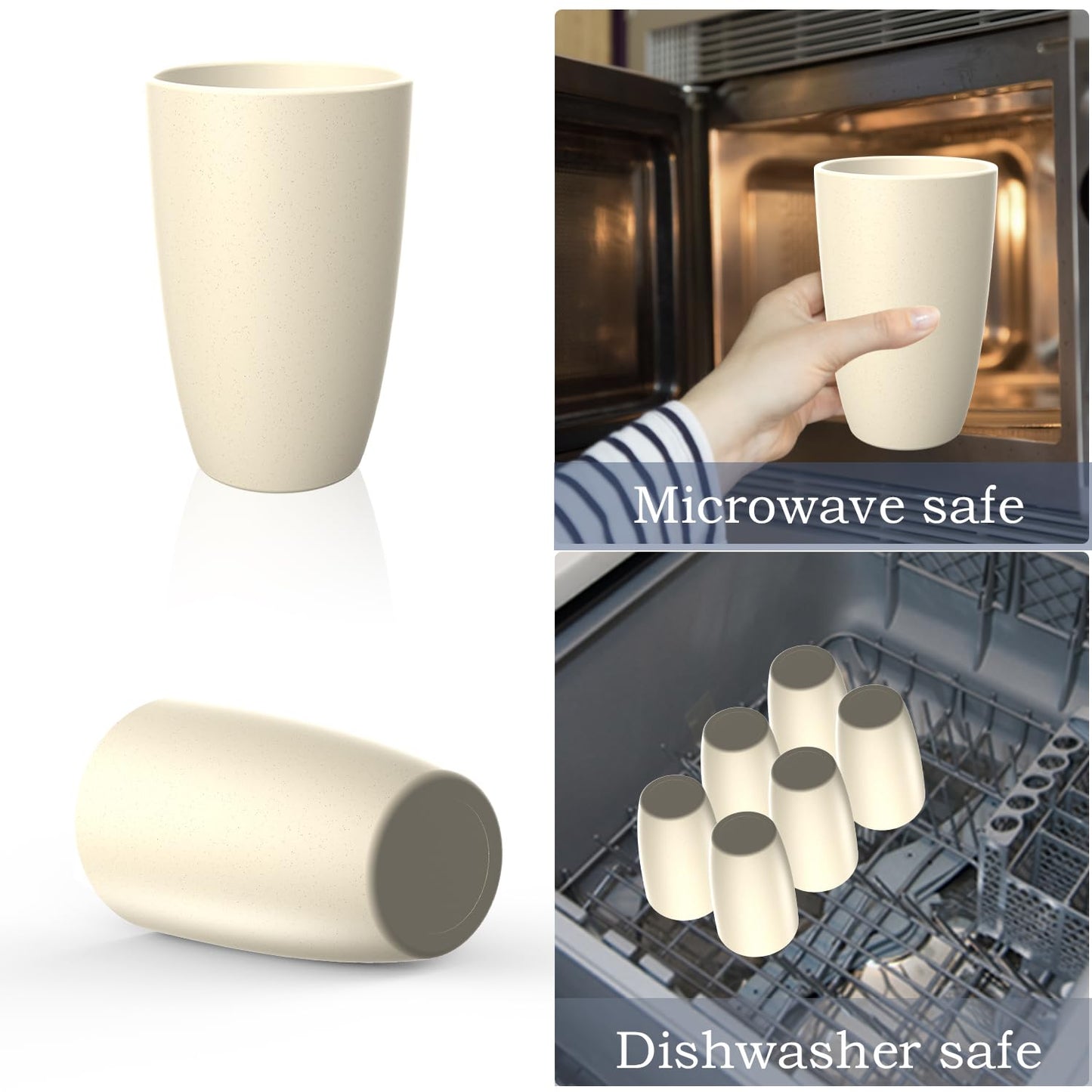 Homienly Wheat Straw Cups – Reusable, Unbreakable, Tumblers, Stackable & Dishwasher Safe