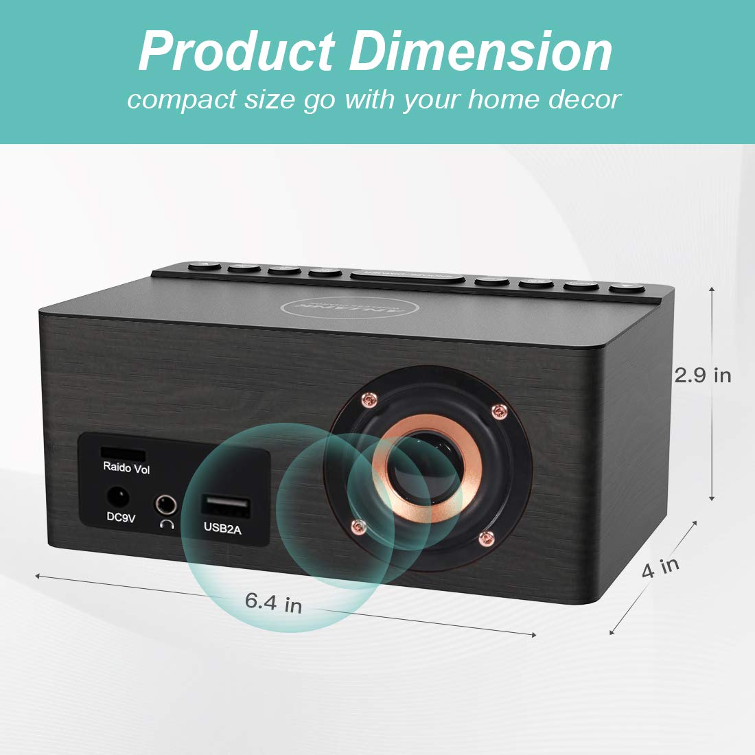 Digital Alarm Clock with FM Radio & Wireless Charging – Qi-Certified, LED Display, USB Port, Sleep Timer