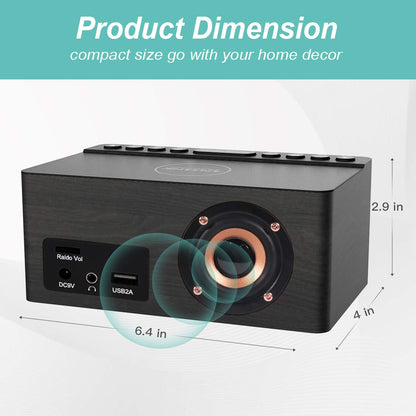 Digital Alarm Clock with FM Radio & Wireless Charging – Qi-Certified, LED Display, USB Port, Sleep Timer