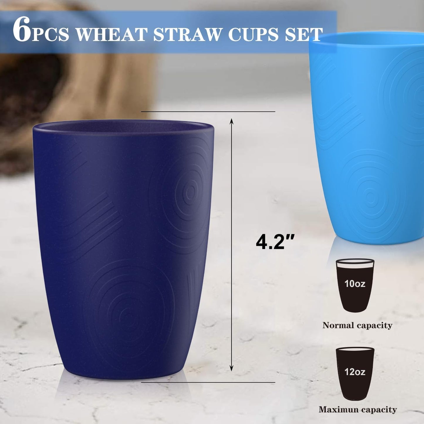 Homienly Wheat Straw Cups Plastic Cups Unbreakable Drinking Cup Reusable Dishwasher Safe Water Glasses Plastic Stackable Water Tumblers in Multi color(20 OZ 8 PCS)