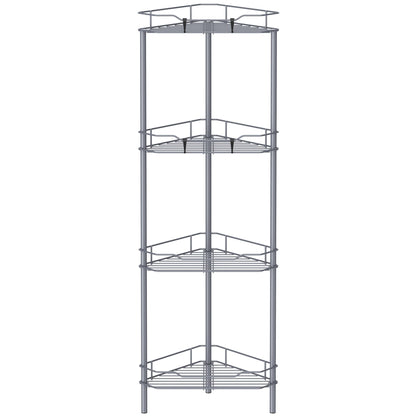 4 Tier Floor Standing Corner Shower Caddy Organizer Shelf with Hooks