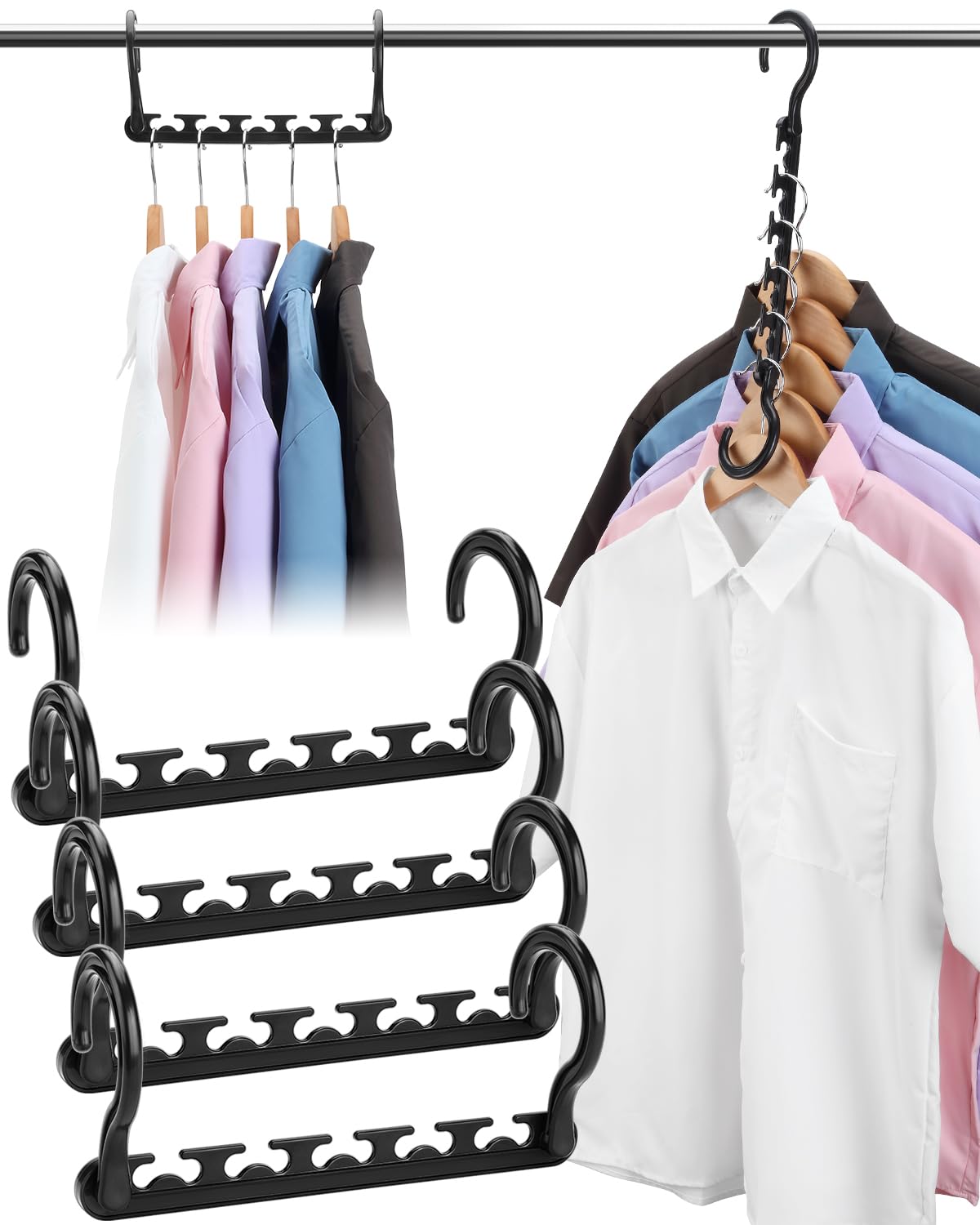 AMKUFO Hangers-Space-Saving-12 Pack - Closet-Organizers-and-Storage for Dorm-Room, Hanger-Organizer-Space-Saver-Hangers-for-Closet-Ogranization, Dorm-Room-Essentials-for-College-Students-Girls