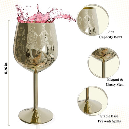 17oz Stainless Steel Wine Glasses [Set of 2]–Royal Goblets