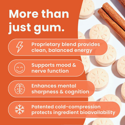 Sugar-Free Energy Chewing Gum – Bold Cinnamon Flavor, 54 Pieces
