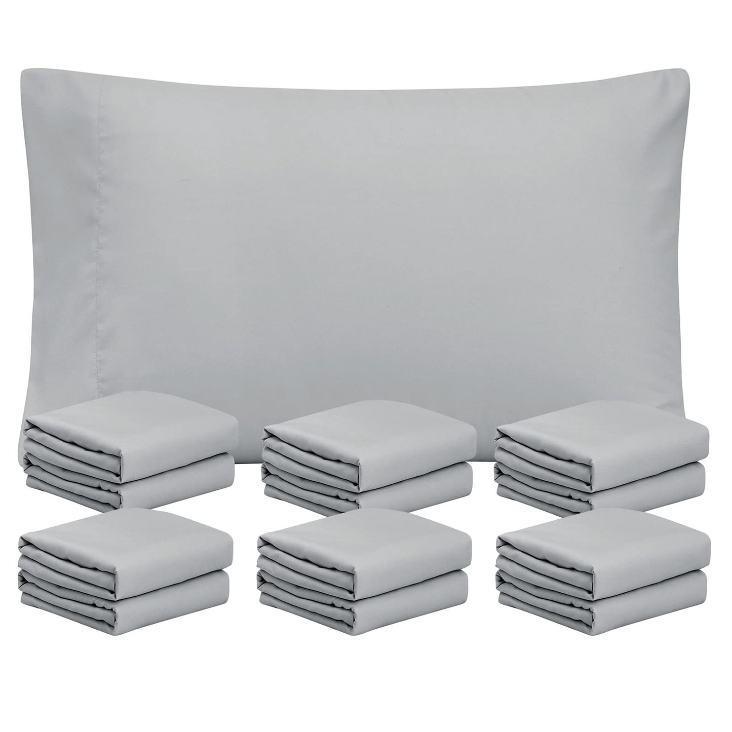 Lot de 2 taies d'oreiller FreshCulture gris foncé pour lit queen size - Fermeture à enveloppe - Tissu en microfibre brossé doux - Lot de 2 taies d'oreiller 20 x 30 pouces pour la maison, les hôtels, les écoles