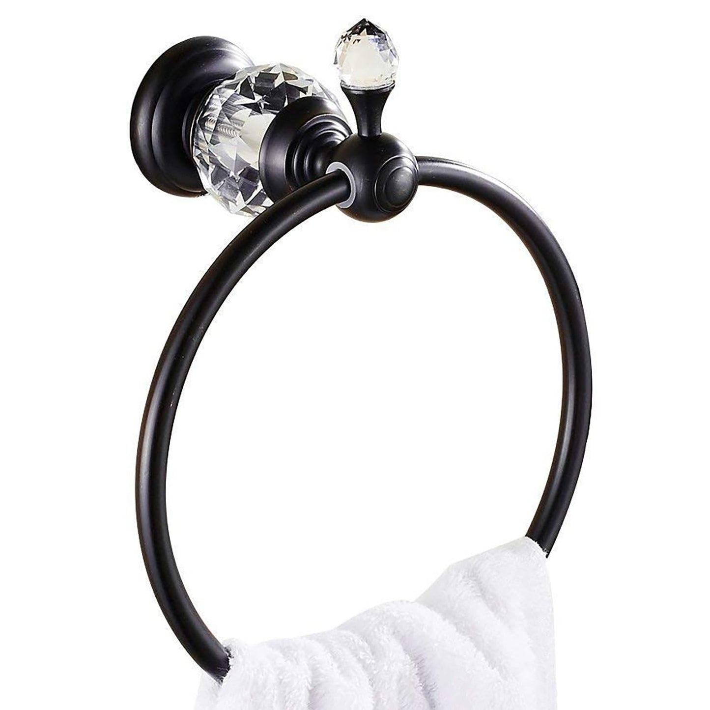 Crystal Series Brass Bathroom Hand Towel Ring, Polished Chrome