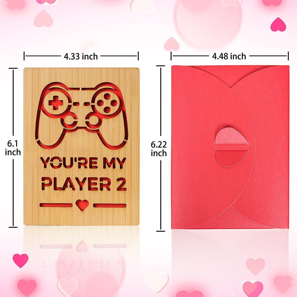 Wooden Valentines Day Card for Her Him, Romantic Wood Happy Valentines Day Gifts for Husband Wife Girlfriend Boyfriend, Wooden Valentine Greeting Card