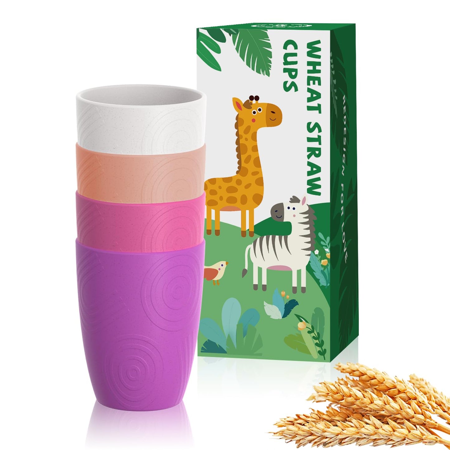 Homienly Wheat Straw Cups – Reusable, Unbreakable, Tumblers, Stackable & Dishwasher Safe