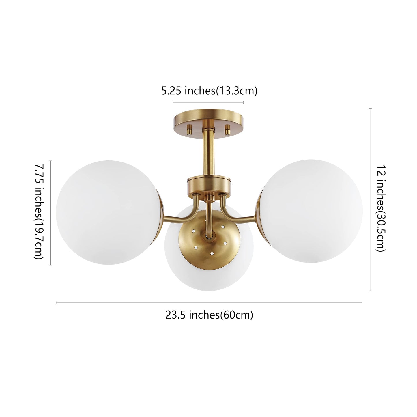 JONATHAN Y JYL7600F Olivier 23,5" 3-Light Bohemian Farmhouse Fer/Verre givré LED Semi Flush Mount, Chrome pour chambre à coucher, salon, cuisine, bureau à domicile, chambre d'enfants 