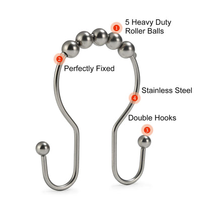 2-Pack Shower Curtain Hooks –12-Piece Each