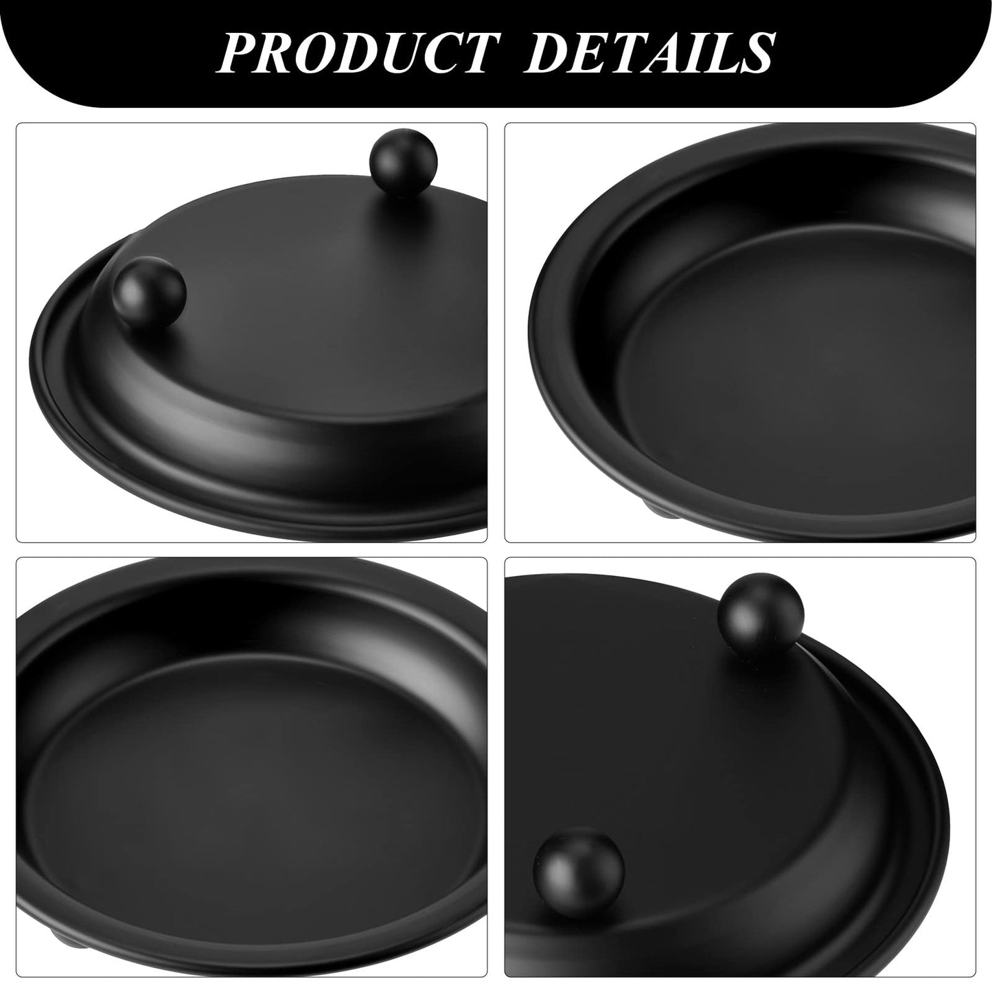 4 Pieces Matte Black Iron Candle Plate Decorative Saucer Style Candle Holder Tray Metal Pedestal Candle Stand for Halloween Christmas Table Centerpiece Wedding Party Decor Pillar Candles 4.13 Inches