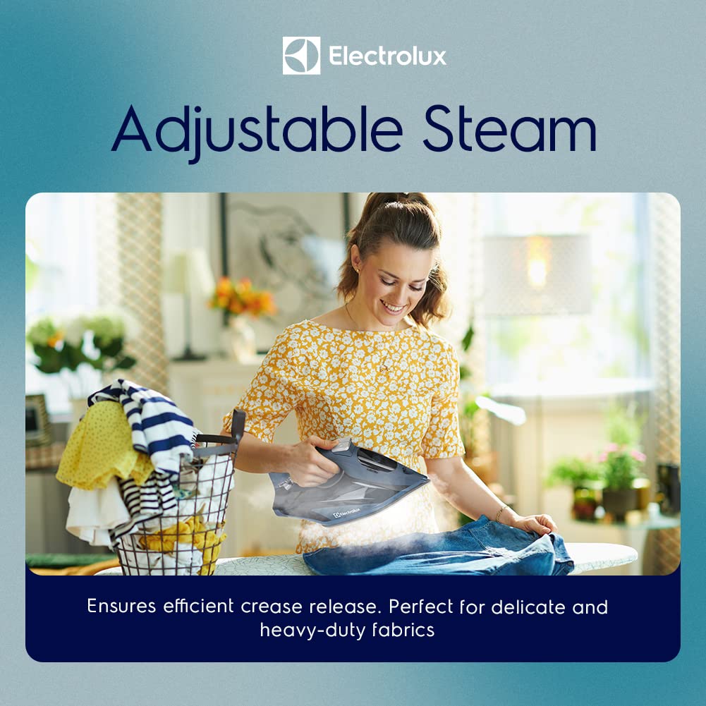 Electrolux Professional Dampfbügeleisen zum Bügeln von Kleidung, 1700 Watt Bügeleisen mit einstellbarem Dampfer, mit Titan angereicherte Keramik-Bügelsohle, Selbstreinigung, automatische Abschaltung, gleichmäßige Wärmeverteilung – Blau 