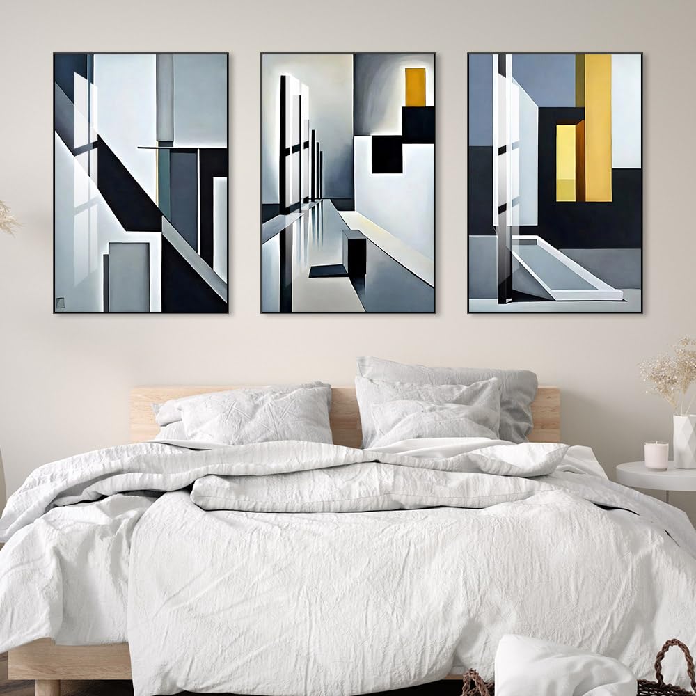 Framed Wall Art Set of 3 Bright Posters & Prints, Modern Abstract Aesthetic Pictures Decor For living room Bedroom Kitchen Office. Wall Art Decor Are Great Gifts Choice (16" X 24" X 3 pieces)