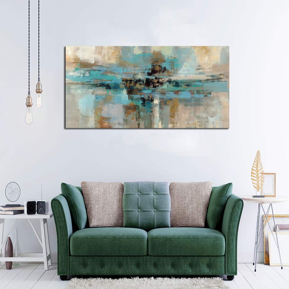 DZL Art A74675 Gold Abstract Painting Modern Decor Wall Art Gold Canvas Gray Painting Contemporary Decor Gray Abstract Canvas Living Room Art Painting