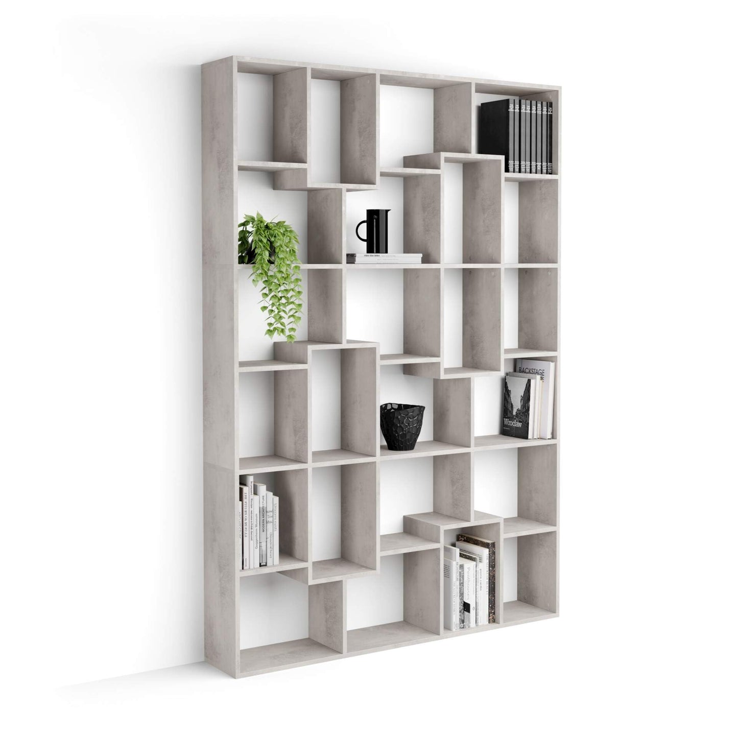 Mobili Fiver, Iacopo XS Bücherregal (63,31 x 31,5 Zoll), rustikale Eiche, Aufbewahrungsbücherregal, modernes Bücherregal für Wohnzimmer, Büro, italienische Möbel 